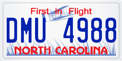 NC license plate DMU4988