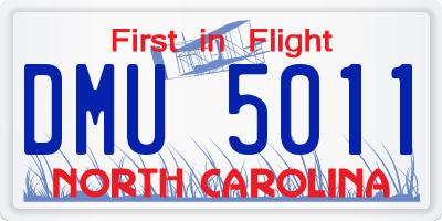 NC license plate DMU5011