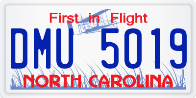 NC license plate DMU5019