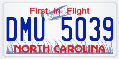 NC license plate DMU5039