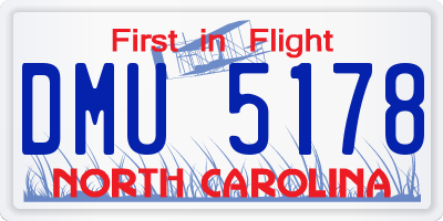 NC license plate DMU5178