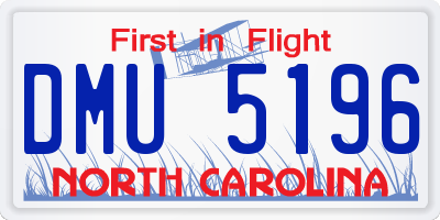 NC license plate DMU5196