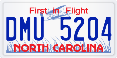 NC license plate DMU5204