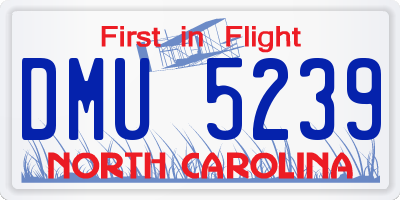 NC license plate DMU5239