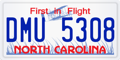 NC license plate DMU5308