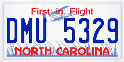 NC license plate DMU5329
