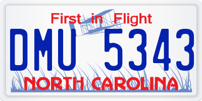 NC license plate DMU5343