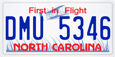 NC license plate DMU5346