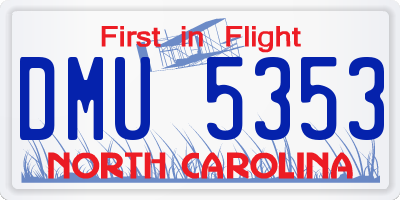 NC license plate DMU5353