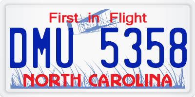 NC license plate DMU5358