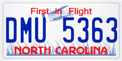 NC license plate DMU5363