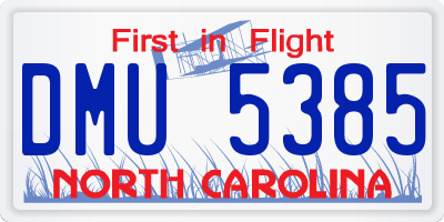 NC license plate DMU5385