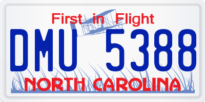 NC license plate DMU5388