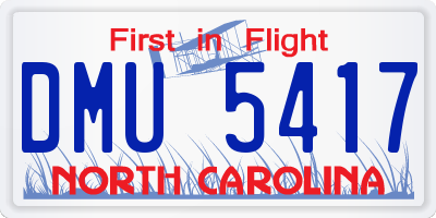 NC license plate DMU5417