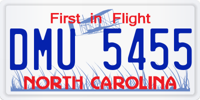 NC license plate DMU5455