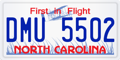 NC license plate DMU5502