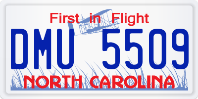 NC license plate DMU5509
