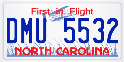 NC license plate DMU5532