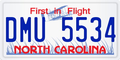 NC license plate DMU5534
