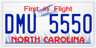 NC license plate DMU5550