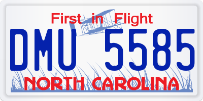 NC license plate DMU5585