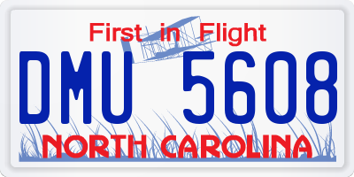 NC license plate DMU5608