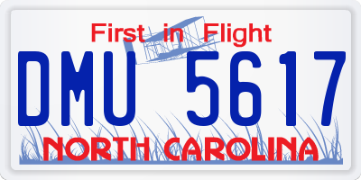 NC license plate DMU5617