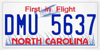NC license plate DMU5637