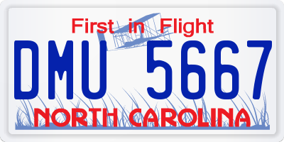 NC license plate DMU5667
