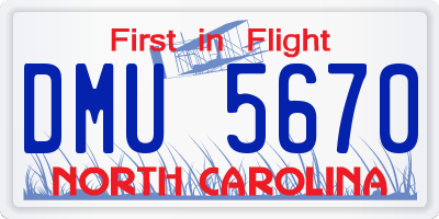 NC license plate DMU5670