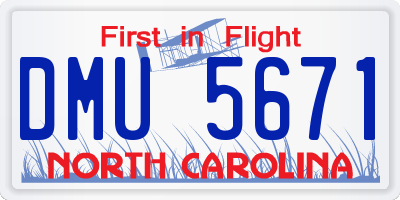 NC license plate DMU5671