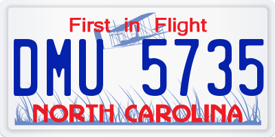 NC license plate DMU5735