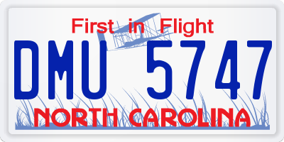 NC license plate DMU5747