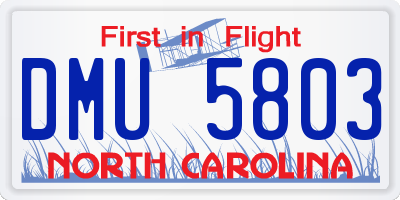 NC license plate DMU5803