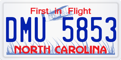 NC license plate DMU5853