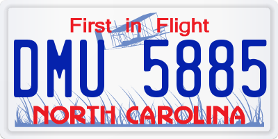 NC license plate DMU5885