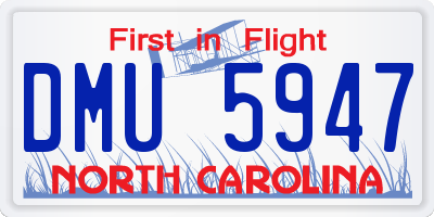 NC license plate DMU5947