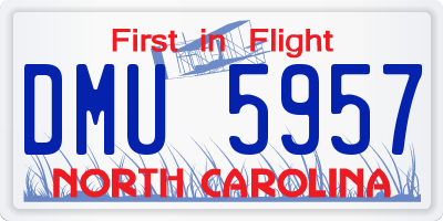 NC license plate DMU5957