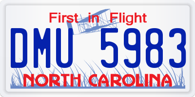 NC license plate DMU5983