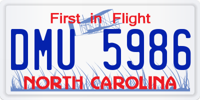 NC license plate DMU5986