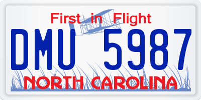 NC license plate DMU5987