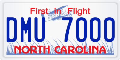 NC license plate DMU7000