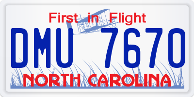 NC license plate DMU7670