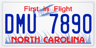 NC license plate DMU7890