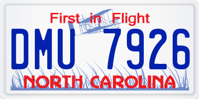 NC license plate DMU7926