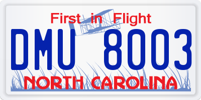 NC license plate DMU8003