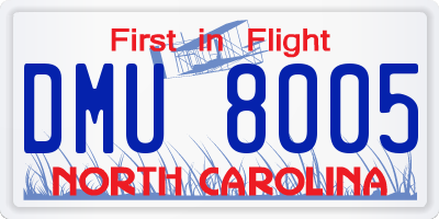 NC license plate DMU8005