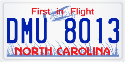 NC license plate DMU8013