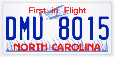 NC license plate DMU8015