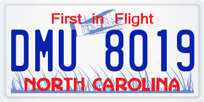 NC license plate DMU8019